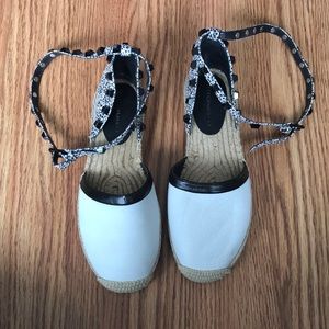 Rebecca Minkoff White and Black Sandals Lace Up, Women’s Size 6